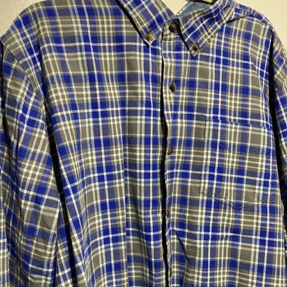 SCHMIDT Men's Blue Checked Button Down Long Sleeve Size XL - Picture 3 of 7